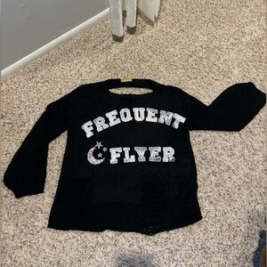 Black & silver sparkle letters Judith March small distressed halloween sweater